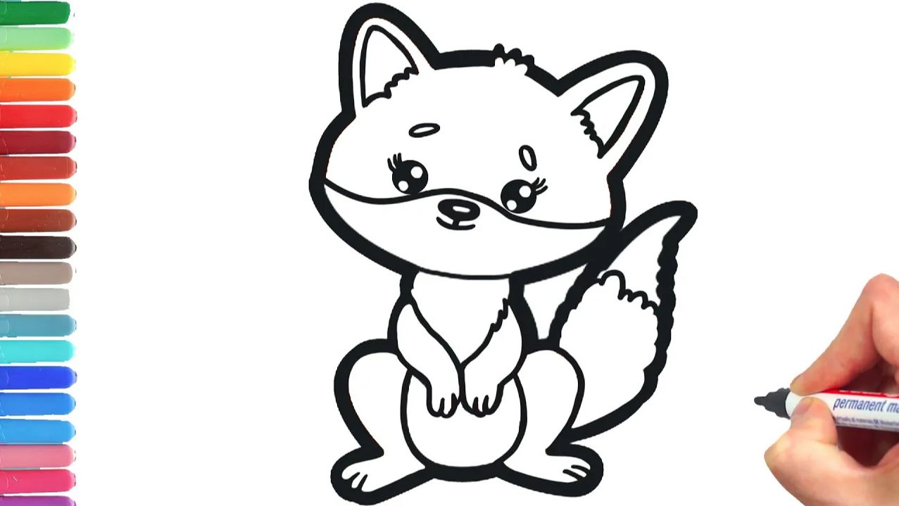 Мультик - раскраска для детей ЛИСИЧКА. Учимся как просто нарисовать ЛИСУ смотреть онлайн