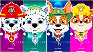Мультики для Детей Щенячий Патруль Tiles Hop - МАРШАЛЛ, ЭВЕРЕСТ, ТРАКЕР, КРЕПЫШ
