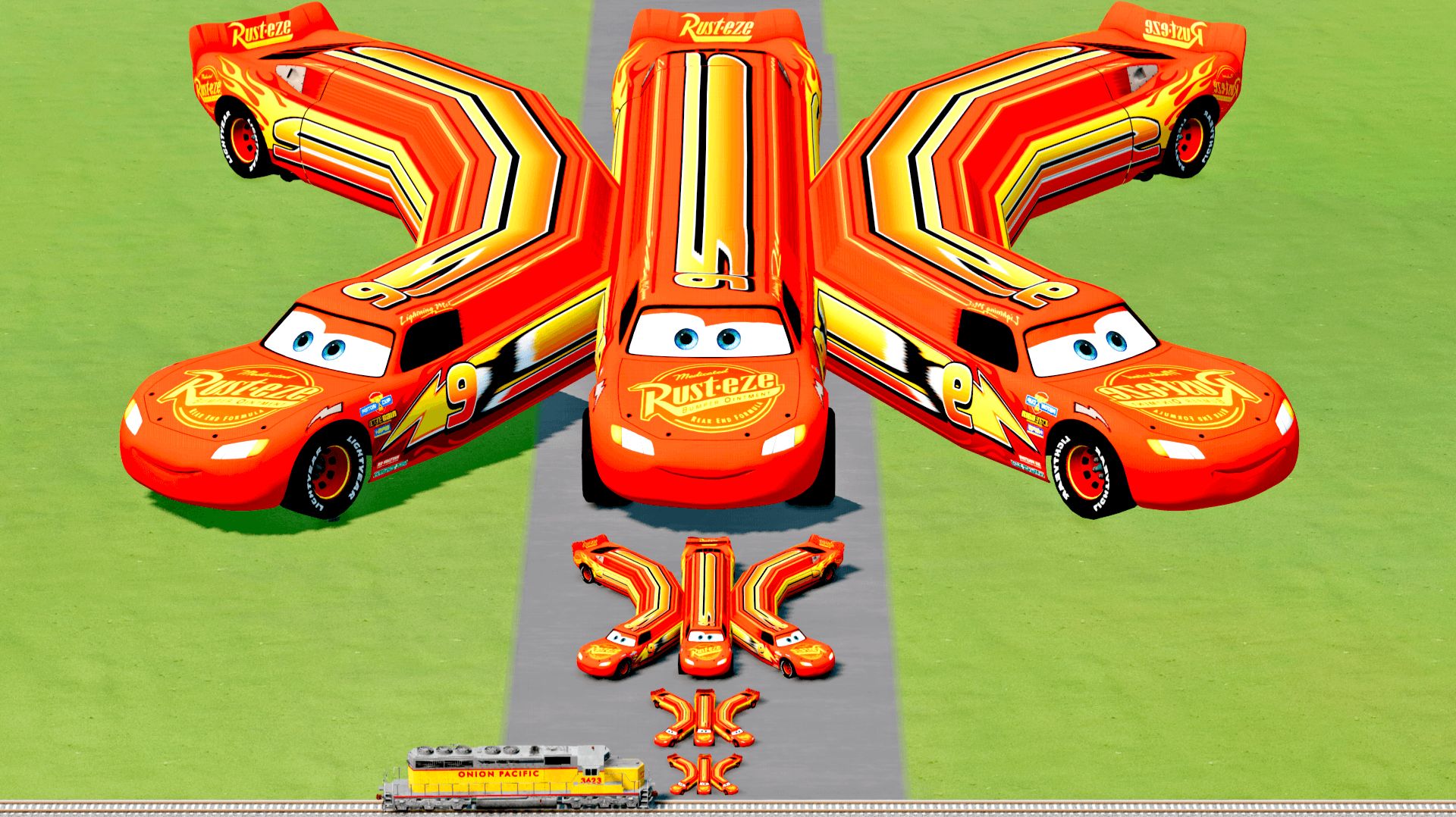 Тройной Молния Маквин и его друзья! Тачки против паровозика.