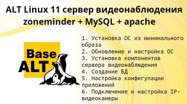 ALT Linux 11 сервер видеонаблюдения zoneminder + MySQL + apache