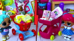 СКУПАЕМ ВСЕ РОЗОВОГО🦩 И ЖЁЛТОГО🍌 ЦВЕТА ЧЕЛЛЕНДЖ🤣 куклы ЛОЛ сюрприз в магазине мультик ДАРИНЕЛКА