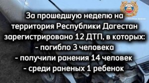 С 19 по 25 января 2026 года на территории Республики Дагестан зарегистрировано 12 ДТП