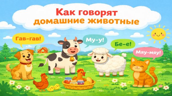Как говорят домашние животные. Веселая песенка. Мультики загадки для детей. Мультики для малышей