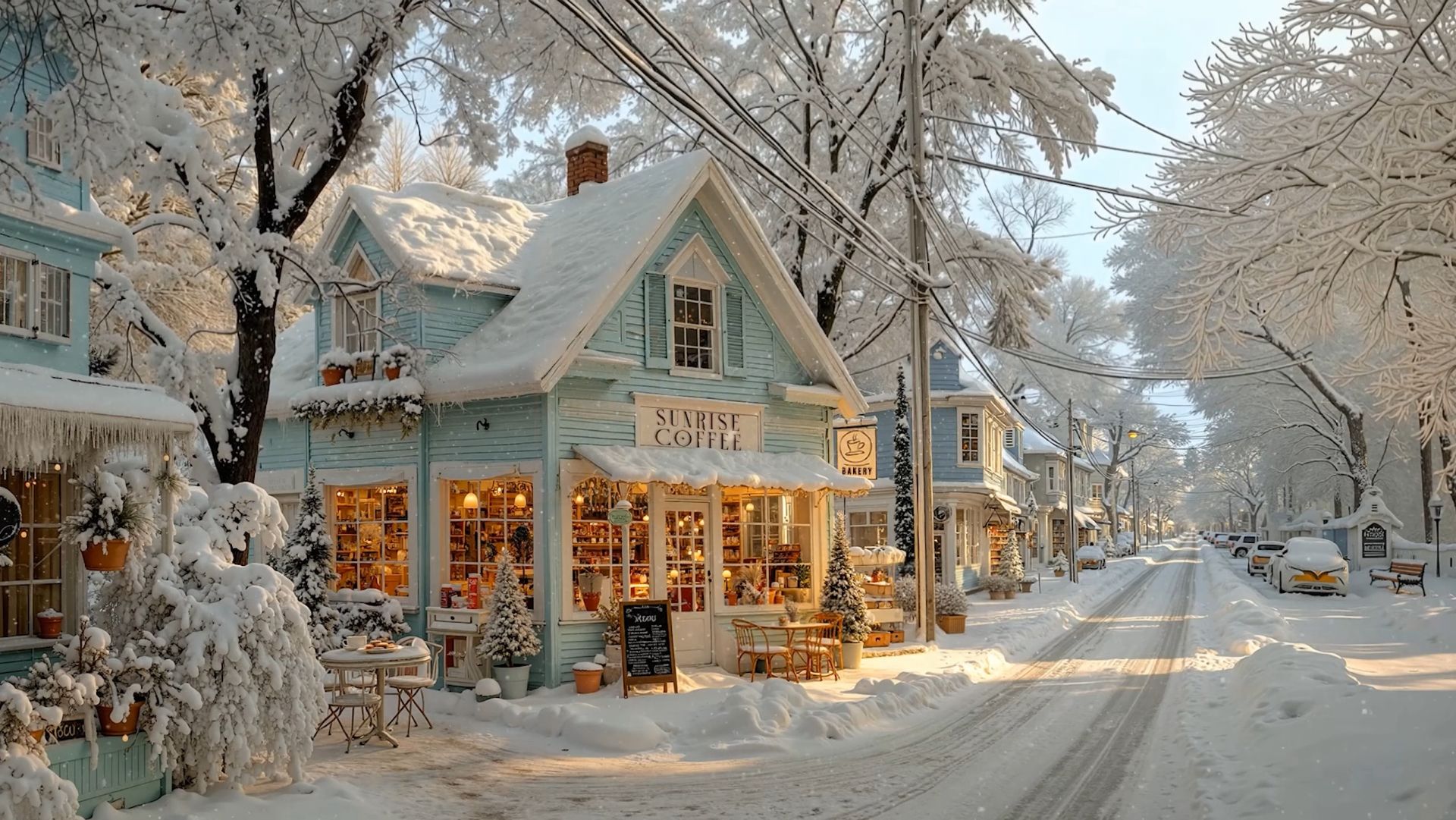 Уютное зимнее кафе ❄️ Снег за окном и тёплый джаз | Атмосфера спокойствия смотреть онлайн