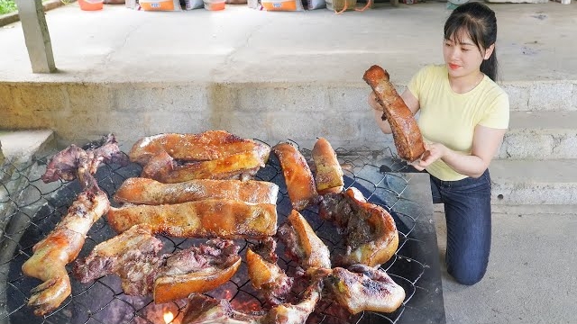 Покупаю свинину. Обрабатываю копченую свинину, чтобы сохранить ее надолго. Нхат