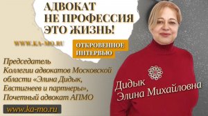Элина Дидык, почетный адвокат АПМО,  интервью