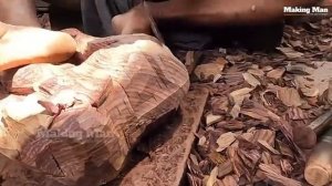 Делаем фигуру слона из красного дерева. Индия.