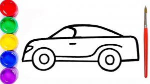 Мультик раскраска для детей и малышей. Как нарисовать рисунок машину