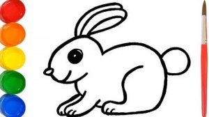 Мультик раскраска для детей и малышей. Как нарисовать рисунок кролика