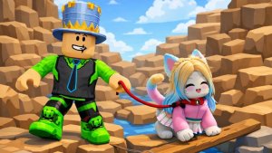 ВЫГУЛИВАЮ КОШКУ ПОДРУГУ в ОПАСНЫХ МЕСТАХ в РОБЛОКС! Превратилась в КОШКУ связаны одной веревкой!