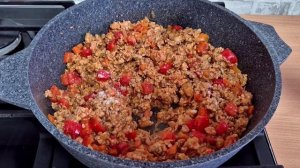 Булгур с фаршем и овощами