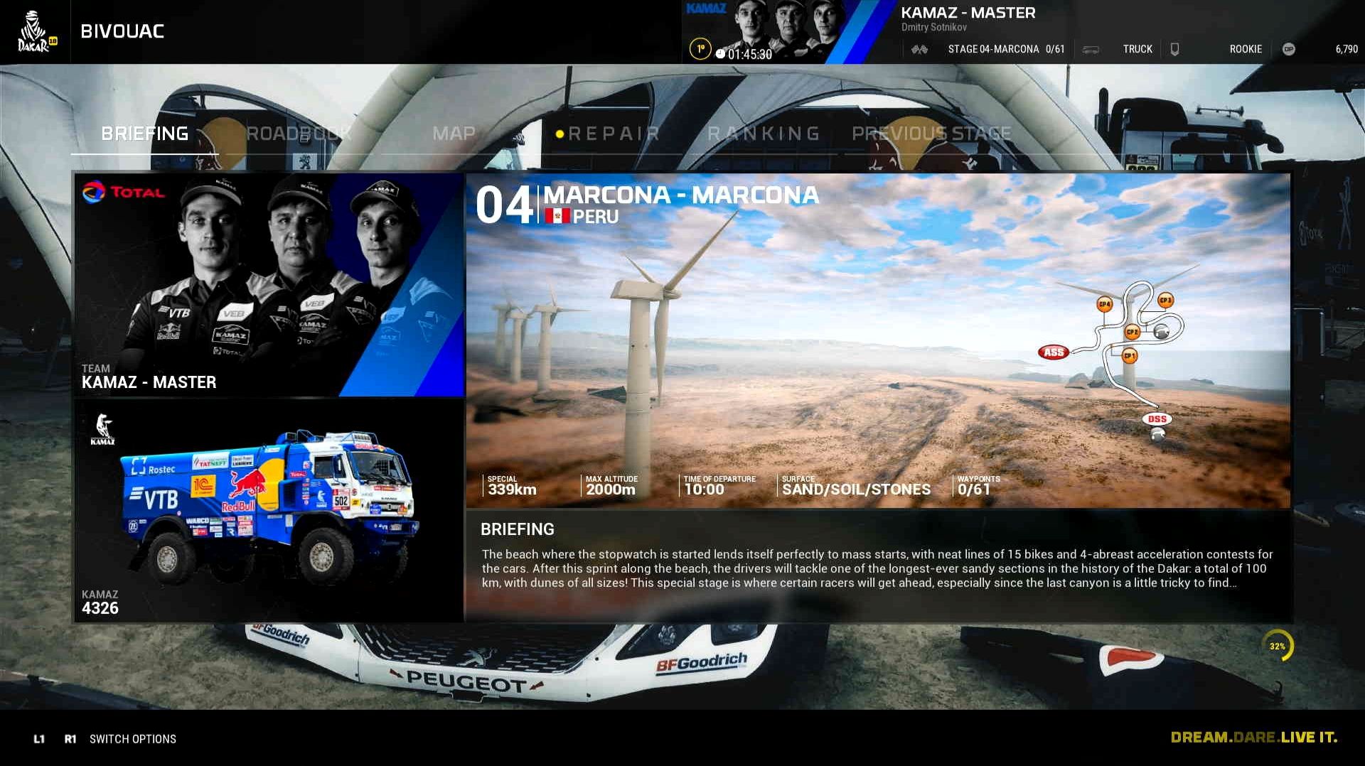 PS4PRO - DAKAR 2026 KAMAZ4326 - КАМАЗ СНОВА В ЛИДИРУЕТ - MOZA R5 - карьера 002 - Brook Raslution 2