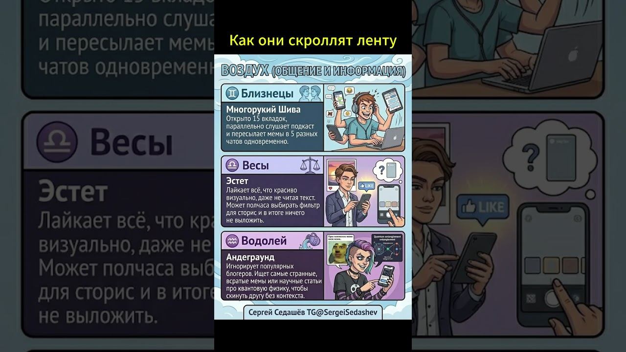 Как знаки зодиака скроллят ленту