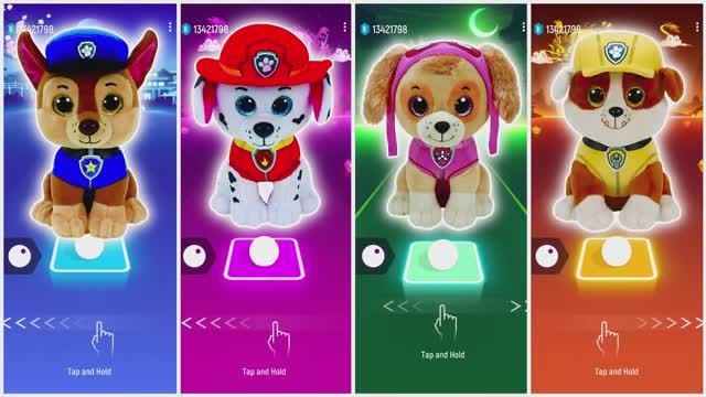 Chase 🆚 Marshall 🆚 Skye 🆚 Rubble   PAW Patrol   Tiles Hop EDM Rush🎶   Who Is Best🎯