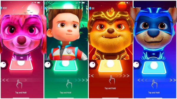 Мультики для Детей Щенячий Патруль Tiles Hop - СКАЙ, РАЙДЕР, КРЕПЫШ, ГОНЩИК