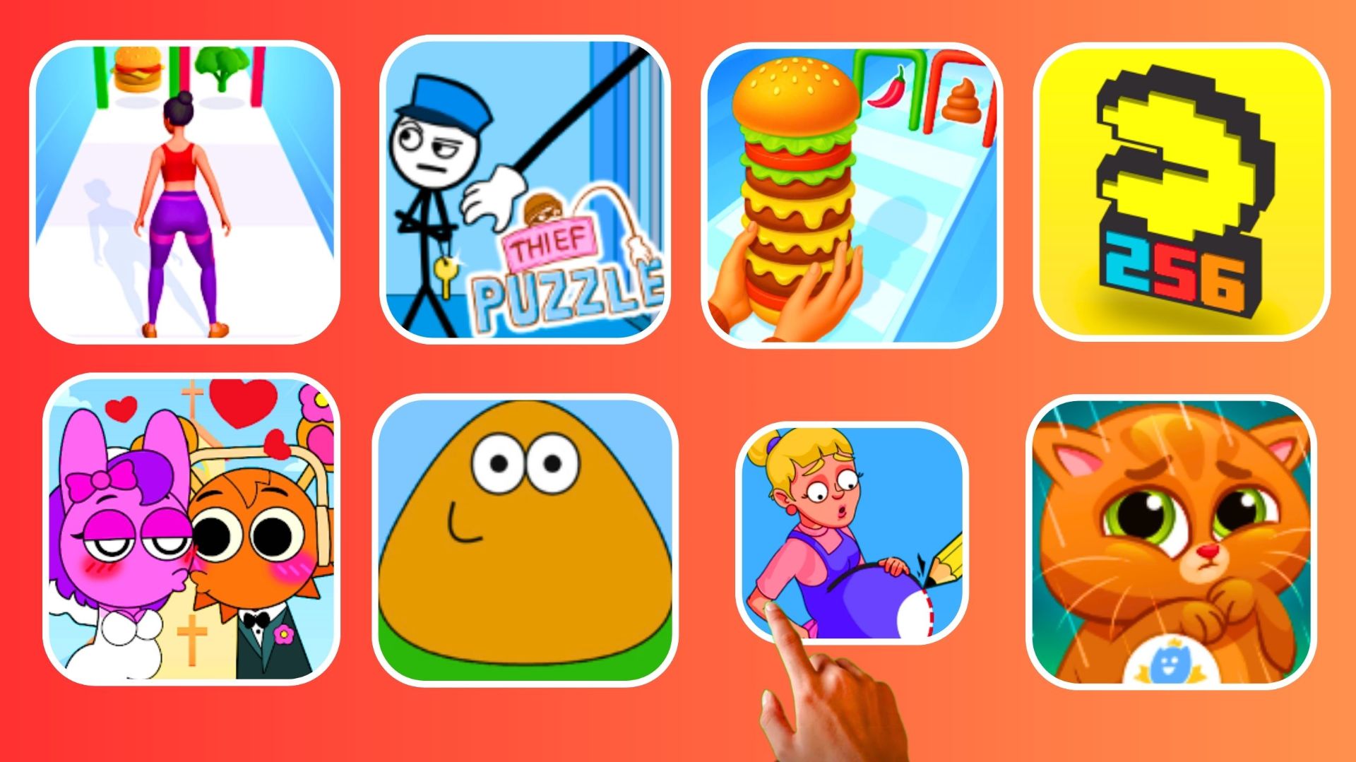 PAC-MAN & Twerk & Burger Master & Pou & Bubbu & Draw Puzzle смотреть онлайн