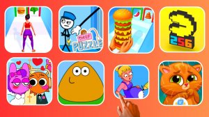 PAC-MAN & Twerk & Burger Master & Pou & Bubbu & Draw Puzzle