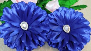 МК. Яркие, нарядные бантики-васильки из атласной ленты 4 см.