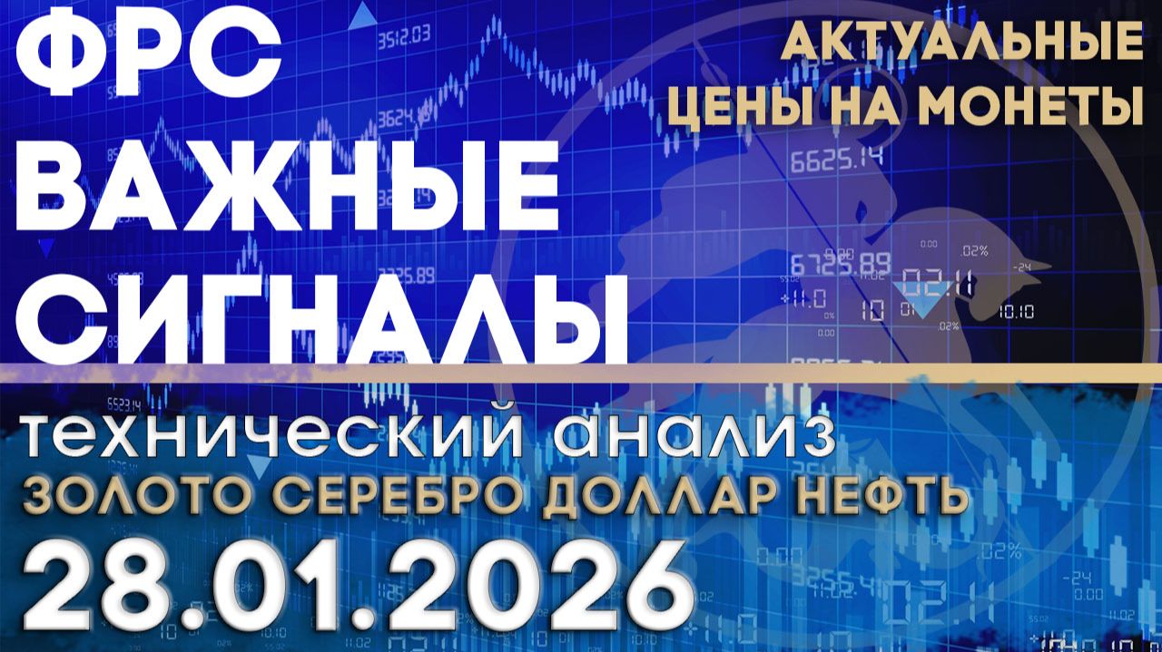 Важные сигналы ФРС - ставка стабильна. Анализ рынка золота, серебра, нефти, доллара 28.01.2026 г смотреть онлайн