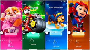 Мультики для Детей Щенячий Патруль Tiles Hop - КРЕПЫШ, МАРШАЛЛ, ГОНЩИК, РАЙДЕР