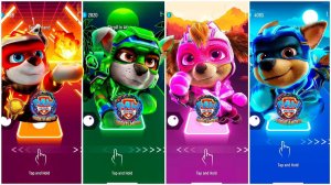 Мультики для Детей Щенячий Патруль Tiles Hop - МАРШАЛЛ, РОККИ, СКАЙ, ГОНЩИК