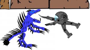 Стикмены и роботы против монстров 1сезон 1серия робот003 против синего монстра