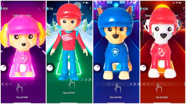 Мультики для Детей Щенячий Патруль Tiles Hop - СКАЙ, РАЙДЕР, ГОНЩИК, МАРШАЛЛ