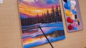 № 17 - красивый закат в зимнем лесу с озером