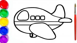 Мультик раскраска для детей и малышей. Как нарисовать рисунок самолет