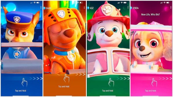 Мультики для Детей Щенячий Патруль Tiles Hop - ГОНЩИК, ЗУМА, МАРШАЛЛ, СКАЙ