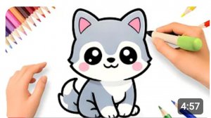 КАК НАРИСОВАТЬ ПРОСТОГО МИЛОГО СЕРОГО ВОЛКА 🐺