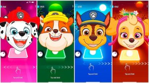 Мультики для Детей Щенячий Патруль Tiles Hop - МАРШАЛЛ, КРЕПЫШ, ГОНЩИК, СКАЙ