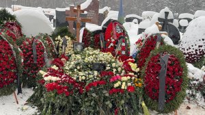 Александр Олейников - могила на Троекуровском кладбище вся в цветах - 28 января 2026