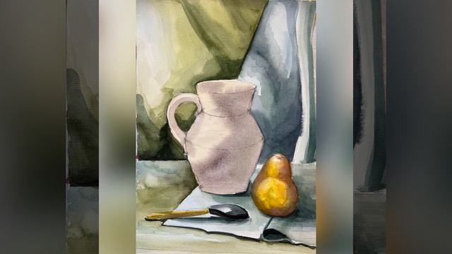 Мастер-класс преподавателя Малахаевой Е. Д. на тему: «Натюрморт с кувшином. Техника акварель»