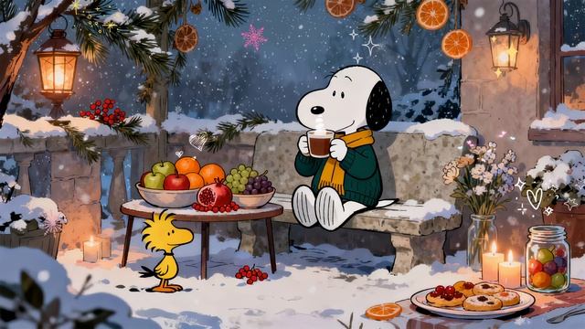 Cozy Fireplace Vibes with Snoopy | Holiday Jazz & Lofi for Studying & Work смотреть онлайн