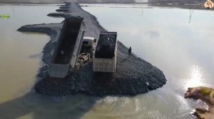 Строительство, дорога через озеро , очередной обзор