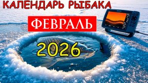 Прогноз клева рыбы на Февраль 2026 года. Лунный календарь рыбака. Календарь рыбака на Февраль 2026