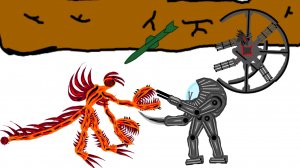 Стикмены и робаты против монстров 1сезон 2серия ракета в монстра робот003 и новый напарник робот001