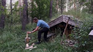 Землянка в диком лесу - животина оборзела. Испытание казана