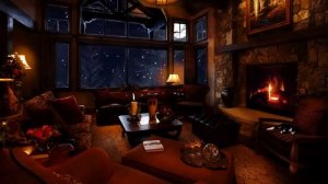 Звуки метели для сна в успокаивающей комнате. Звуки снежной бури с потрескиванием камина и кошкой.