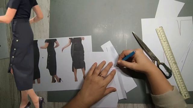 Моделирование. Юбка без бокового шва с застежкой-имитацией. Выкройка № 1943. смотреть онлайн