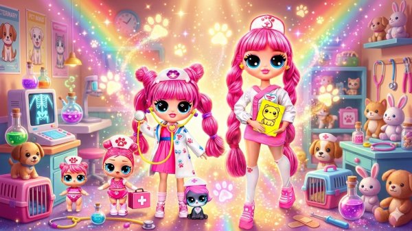 Взросление маленького ветеринара! Спасите моего котика! 32 лайфхака для кукол ЛОЛ ОМГ.