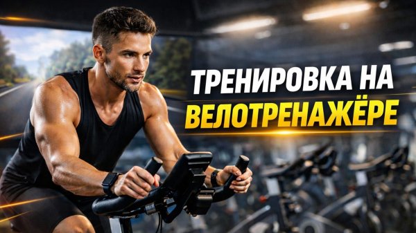Тренировка на велотренажёре. Видео фон