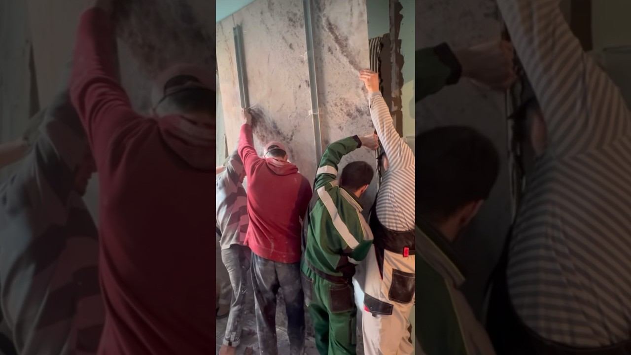 Монтаж огромной плитки!#ремонт #ремонтквартир #ремонтдома #дизайндома #дизайнквартиры #дизайн смотреть онлайн