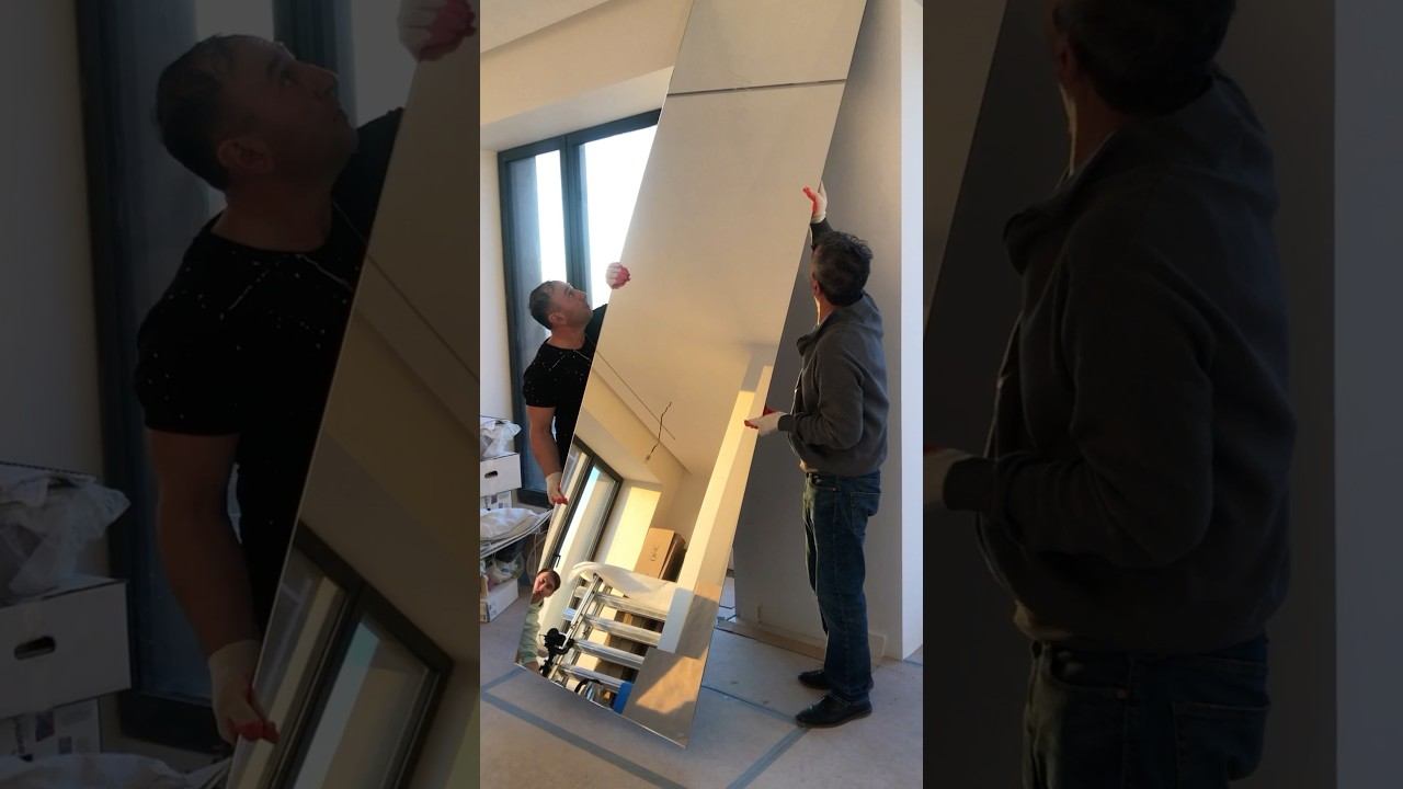 Подъем огромного зеркало по лестнице!#дизайндома #дизайнквартир #ремонт #ремонтдома #ремонтквартир смотреть онлайн