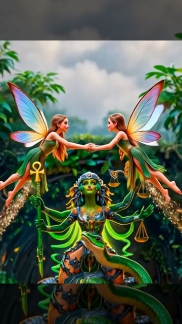 Богиня и нимфетки #богинякали #нейросеть #фантазии #психоделия #ai
