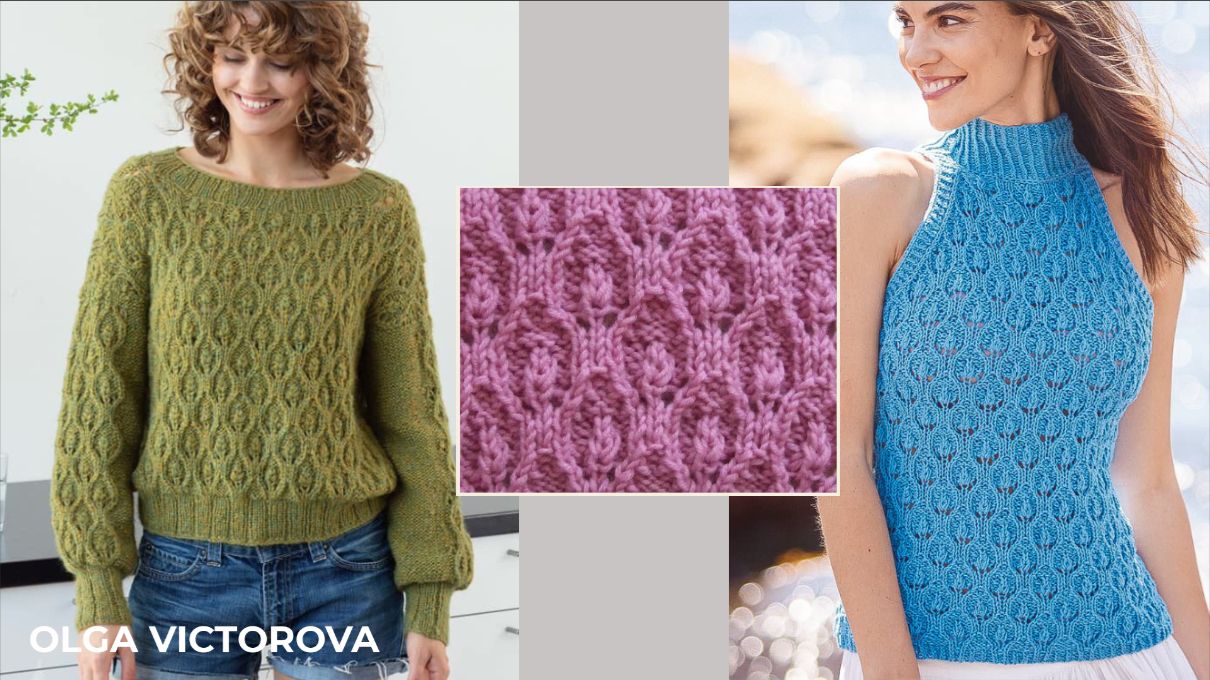530 АЖУРНО-РЕЛЬЕФНЫЙ УЗОР с Японскими шишечками Вязание Узоры спицами смотреть онлайн