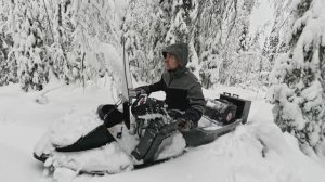 Лес засыпало снегом. Пробираюсь на мототолкаче Ураган Промысловик