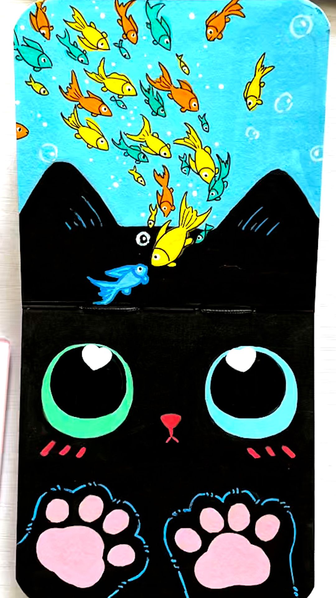 Мечта кота. Как нарисовать кота и рыб акриловым маркером. Урок рисования. Простые идеи рисования смотреть онлайн