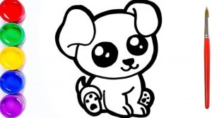 Мультик раскраска для детей и малышей. Как нарисовать рисунок собаку